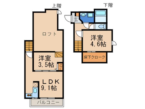 ｺﾝﾌｫ-ﾄﾍﾟﾈﾌｨｽ・ＤＵＯ香椎参道の物件間取画像